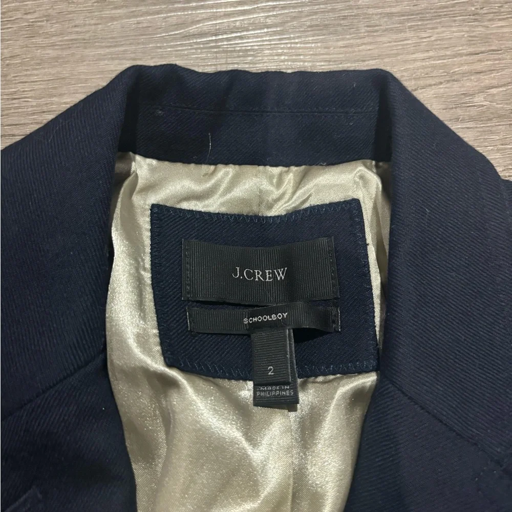 J. Crew School Boy Blazer Navy Blue Gold Buttons Classic Wool Preppy Size 2 - Picture 5 of 6
